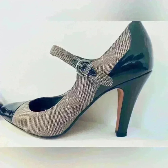 Circa Joan & David Women’s Size 7.5 Heels w/ Plaid Fabric & Black Patent Leather - Picture 6 of 14